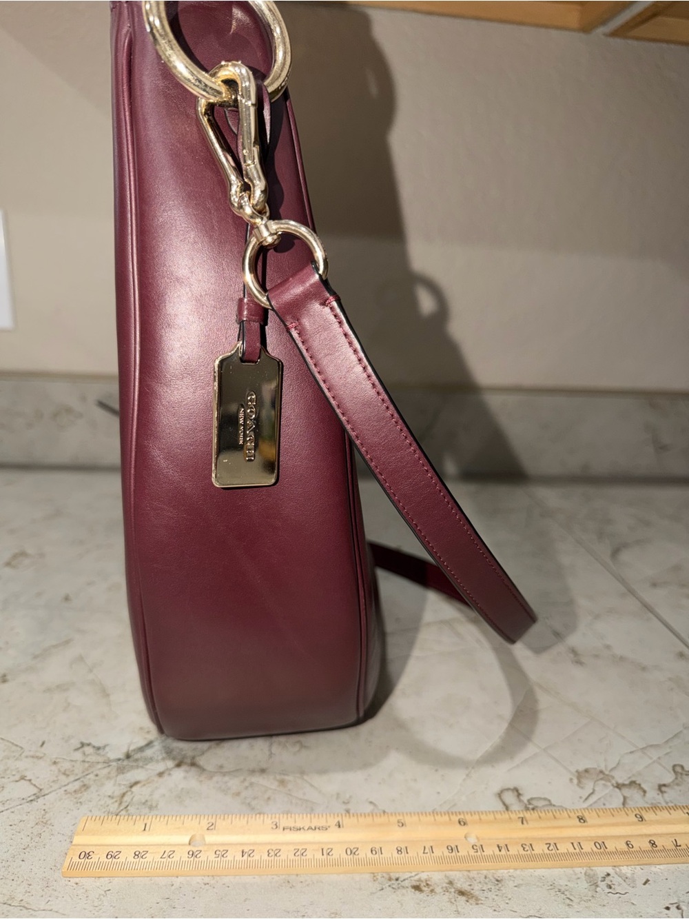 Coach Nomad Burgundy Leather Hobo with Gold Hardware - Picture 9 of 15